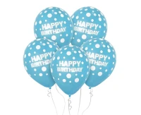 Balloons B&C 12", Happy Birthday blue, 10pcs